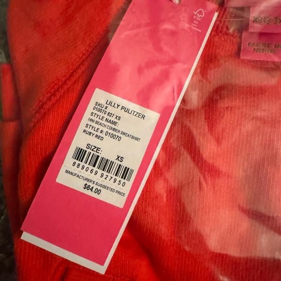 Lilly Pulitzer XS (2-3) girls beachcomber sweatshirt ruby red - Picture 4 of 4